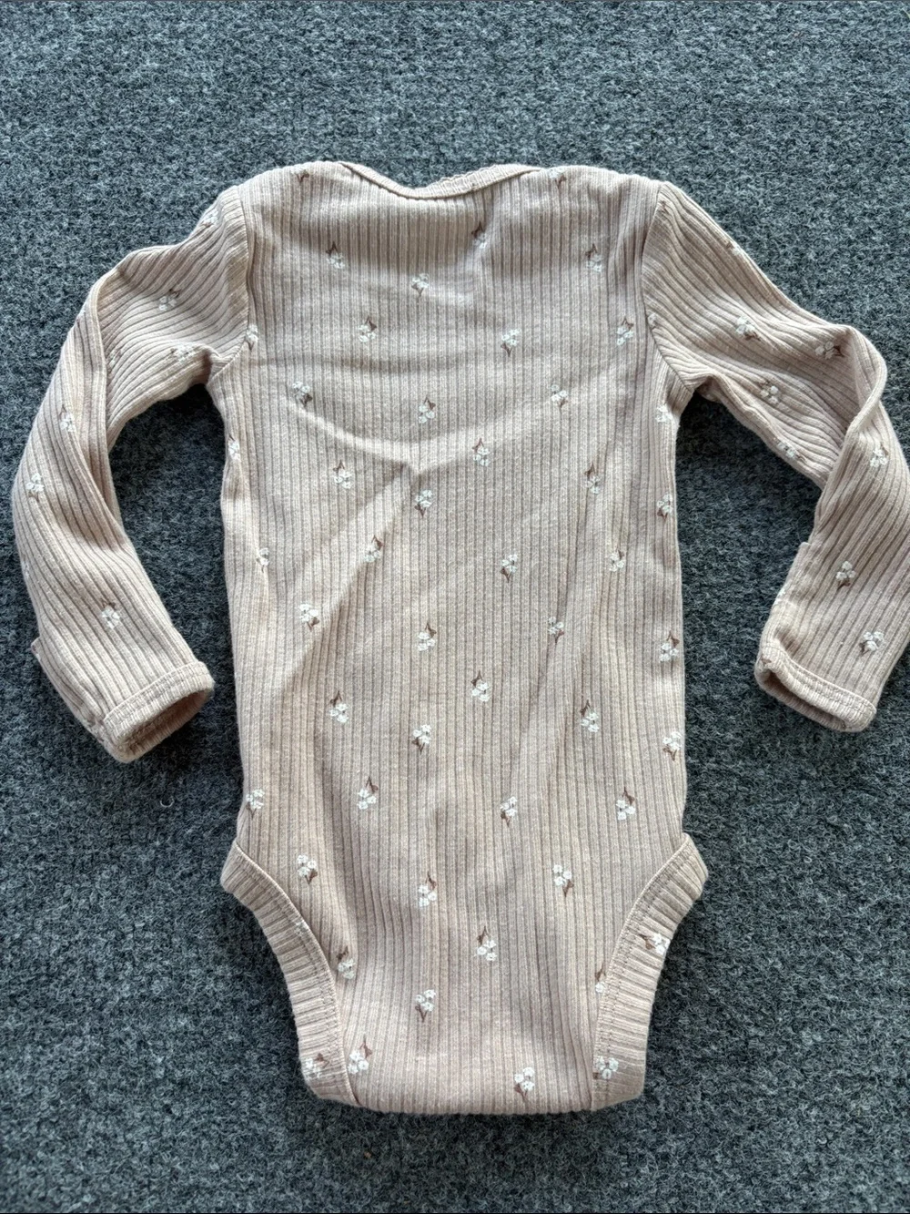 Carter's Ribbed Baby Bodysuit and Leggings in Light Beige - Floral - Size 3 mo